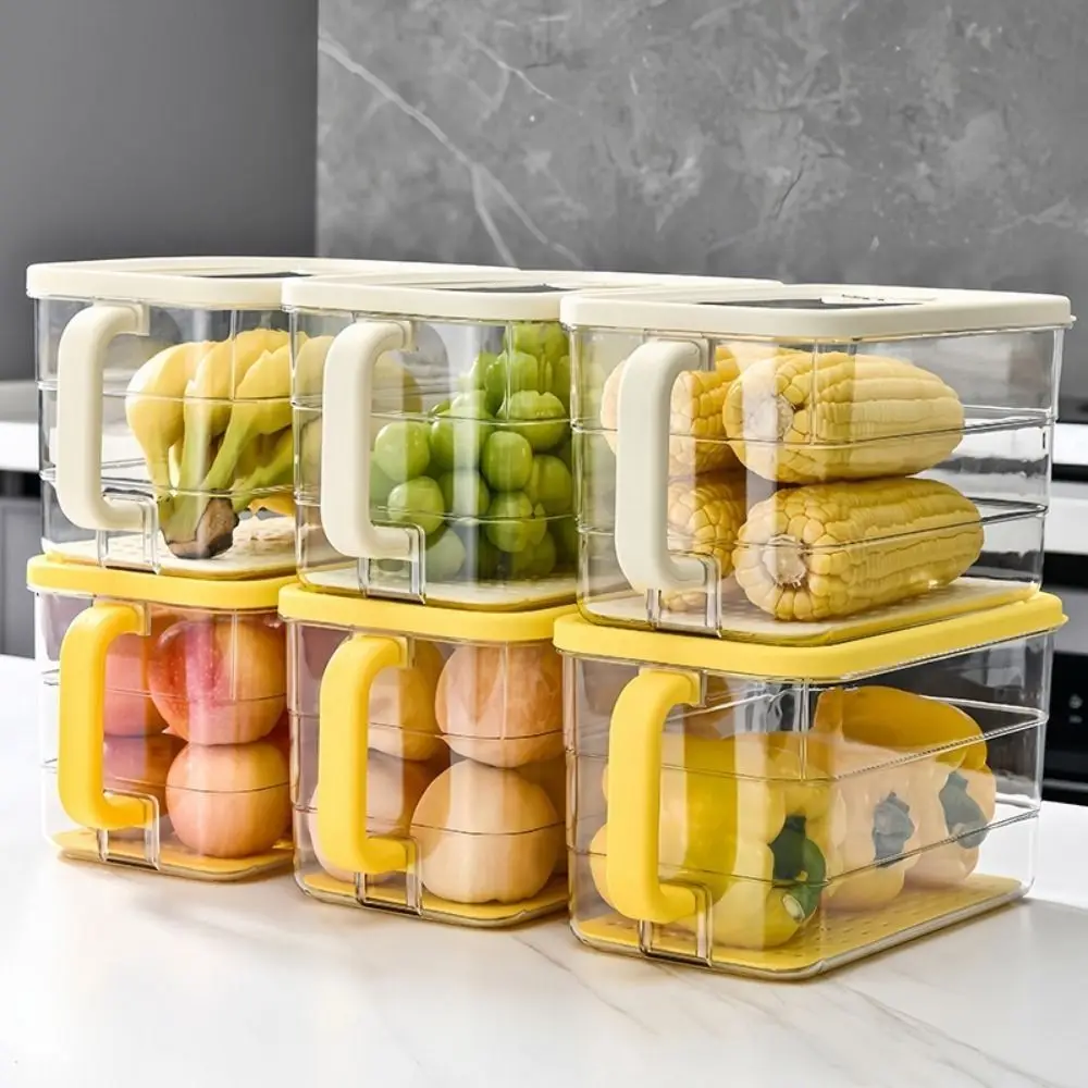 

Plastic Refrigerator Storage Box Large Capacity Sealed Fruit Vegetable Crisper with Lid Stackable Vegetable Storage Organizer
