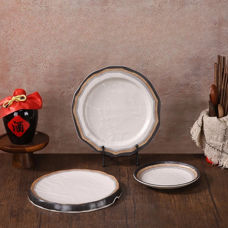 Creative Flat Plates for BBQ Hotpot Sushi Commercial Restaurant Dishware Round Serving Trays 4
