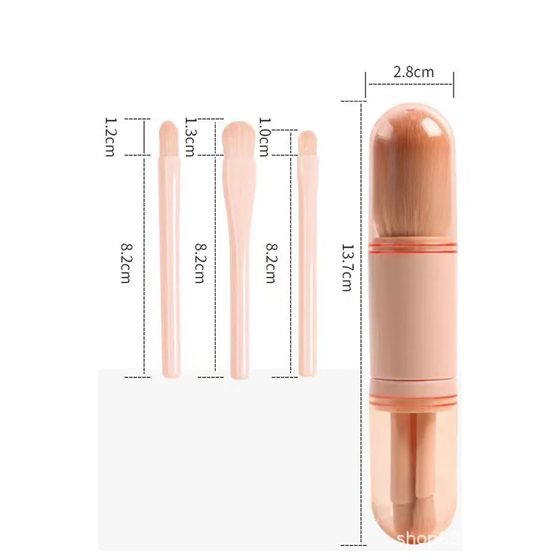 4 in 1 Mini Cute Makeup Brush Travel Makeup Brushes Set Retractable Professional Foundation Blending Powder Eye Shadow Brush