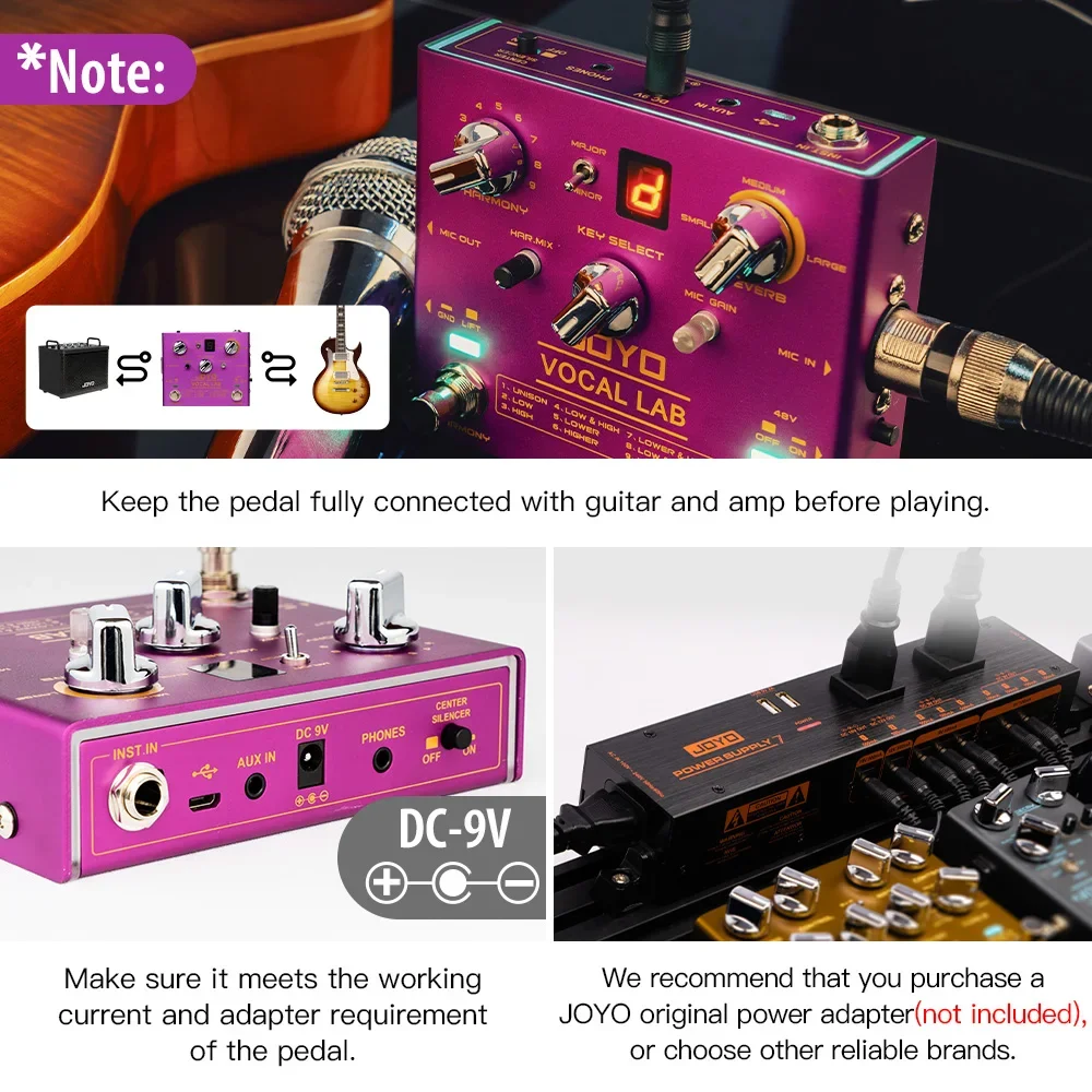 JOYO R-16 VOCAL LAB Vocal Reverb Guitar Effect Pedal 9 Vocal Harmony & 3 Reverb Effect Pedal Electric Guitar Parts & Accessories