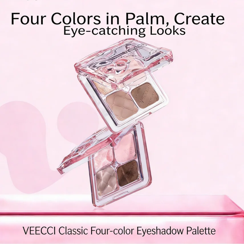 Paleta de Sombras Portátil VEECCI con Acabado Mate y Perlado, Sombras Fáciles de Aplicar en Tonos Tierra, Rosa y Gris
