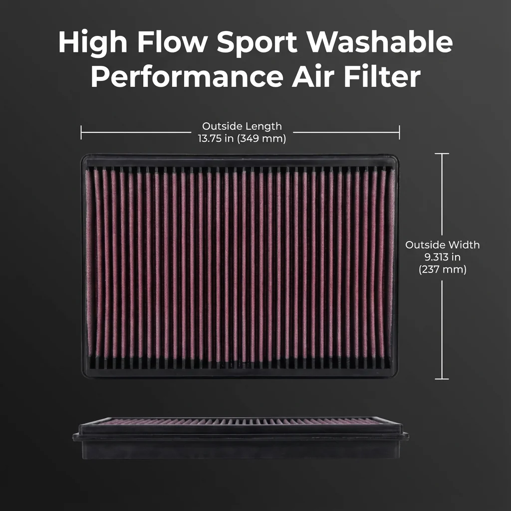 High Flow Washable Air Filter for 2002-2026 Dodge Ram 1500 All Models 3.7L 4.7L 5.7L 5.9L V6 V8 Gas 3.0L Diesel Sport 33-2247