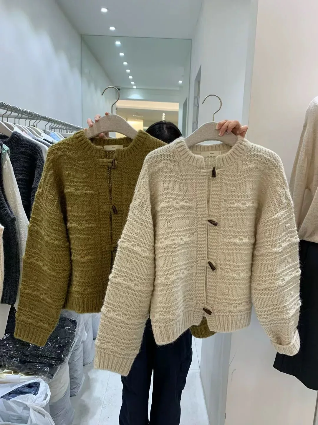 

Women's round Ne Open Cardigan Knitted Sweater Soft Loose Vintage Twist Woolen Knitwear Autumn Winter Warm Thi Long Sve
