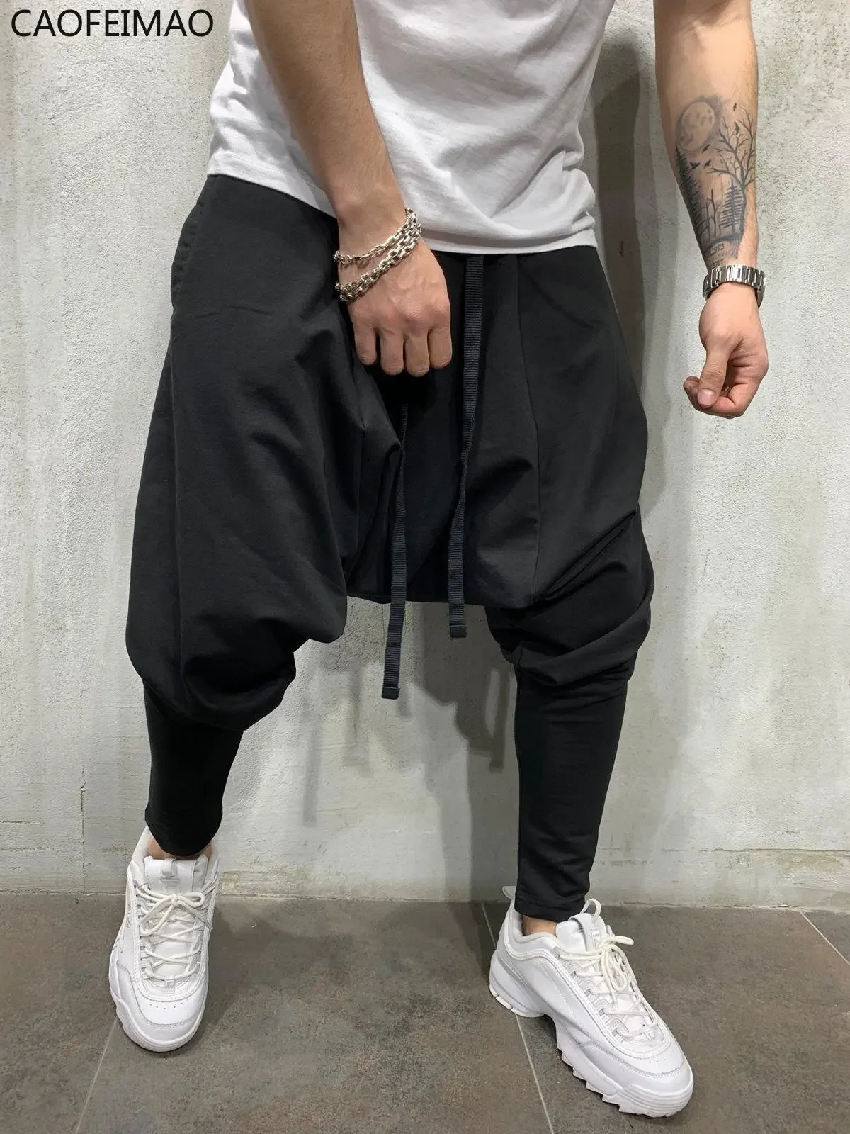 

Mens Clothing 2025 Men's New Hip-hop Trend Trousers European American Loose Solid Color Feet Street Sports Casual Harem Pants