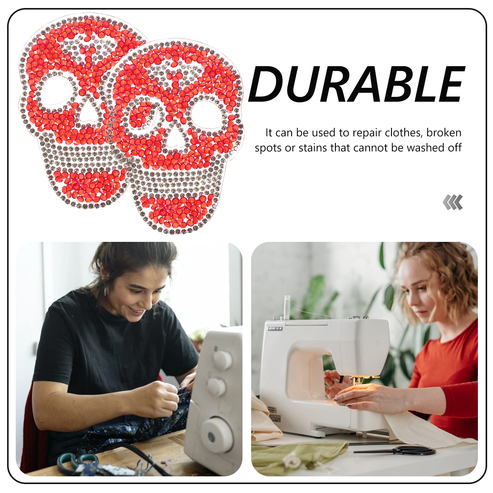 

5 Pcs Skull Decoration Accessories Halloween Clothing Patches for Holes Large Jackets Sew Embroidery down