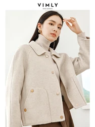 Vimly Short Wool Blend Coats Women's Cropped Jackets 2023 Winter Thick Warm Lapel Woolen Jackets Female Outerwear 50663