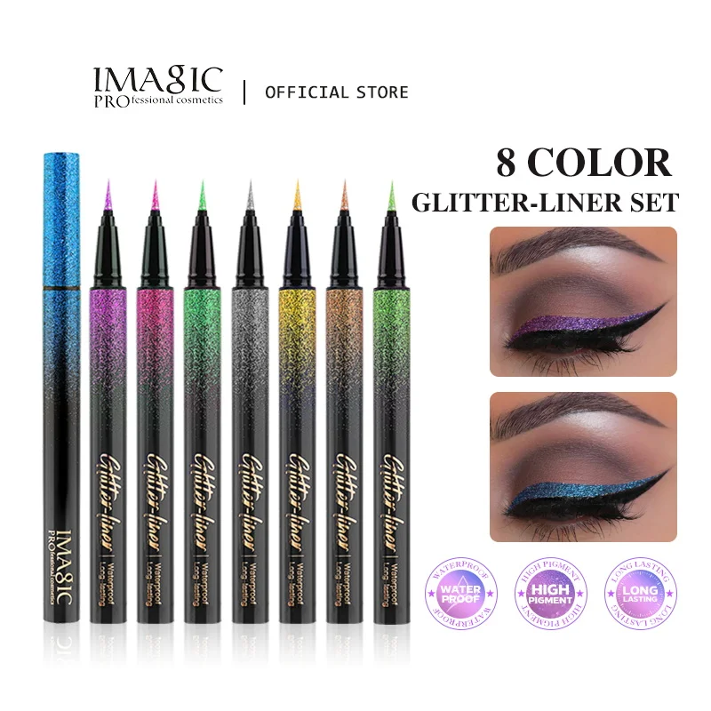 IMAGIC 8 Color Glitter Eyeliner Set Long Lasting Eye Makeup Waterproof Eyeliner Highly Pigmented EY-360