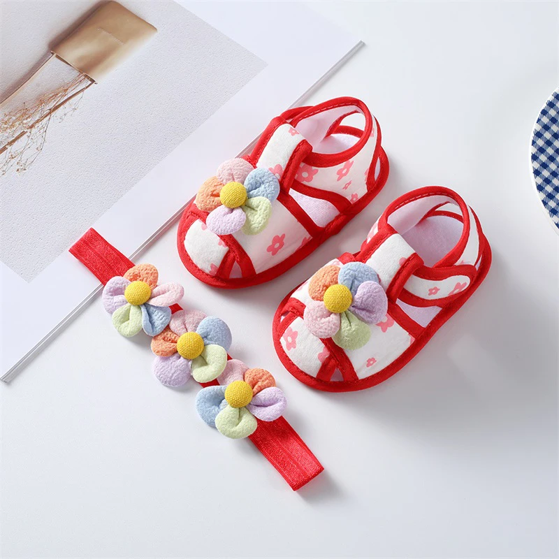 

Infant Girls Sparkly Mary Jane Shoes with Bowknot Detail and Matching Headband Set for First Steps and Special Occasions