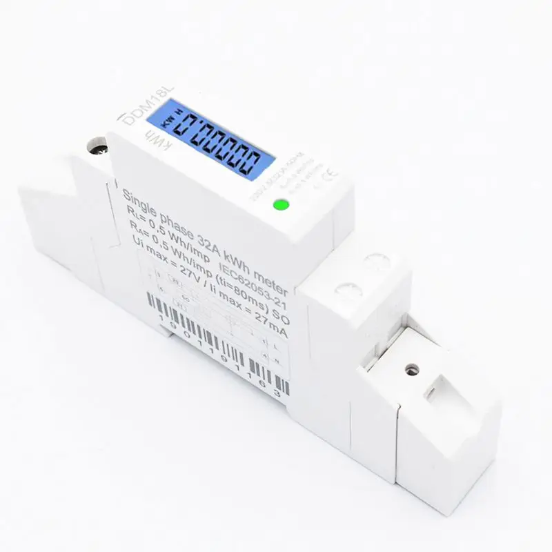 LCD-Anzeige einphasig Din Rail Strom verbrauch Energie zähler 5-32a kWh Stromzähler