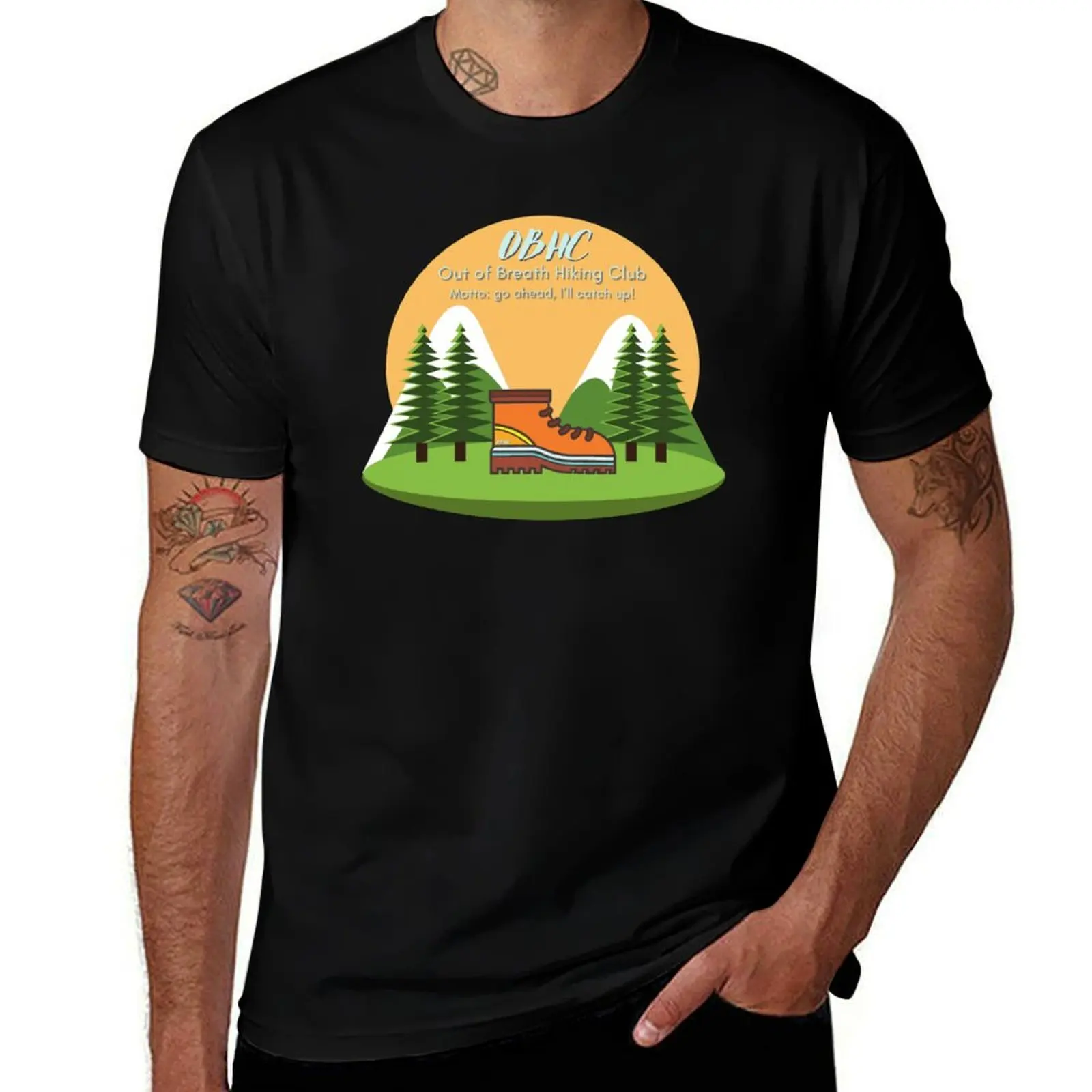 

Out of Breath Hiking Club T-Shirt funny t shirts dark humor man t shirt summer t shirts for man cotton T-Shirt