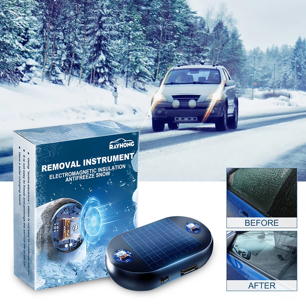 Solar Car Window Glass Ice Snow Remover Anti Freeze Device Car Snow Removal Tool Winter Deicing Device Freeze Prevention for Car