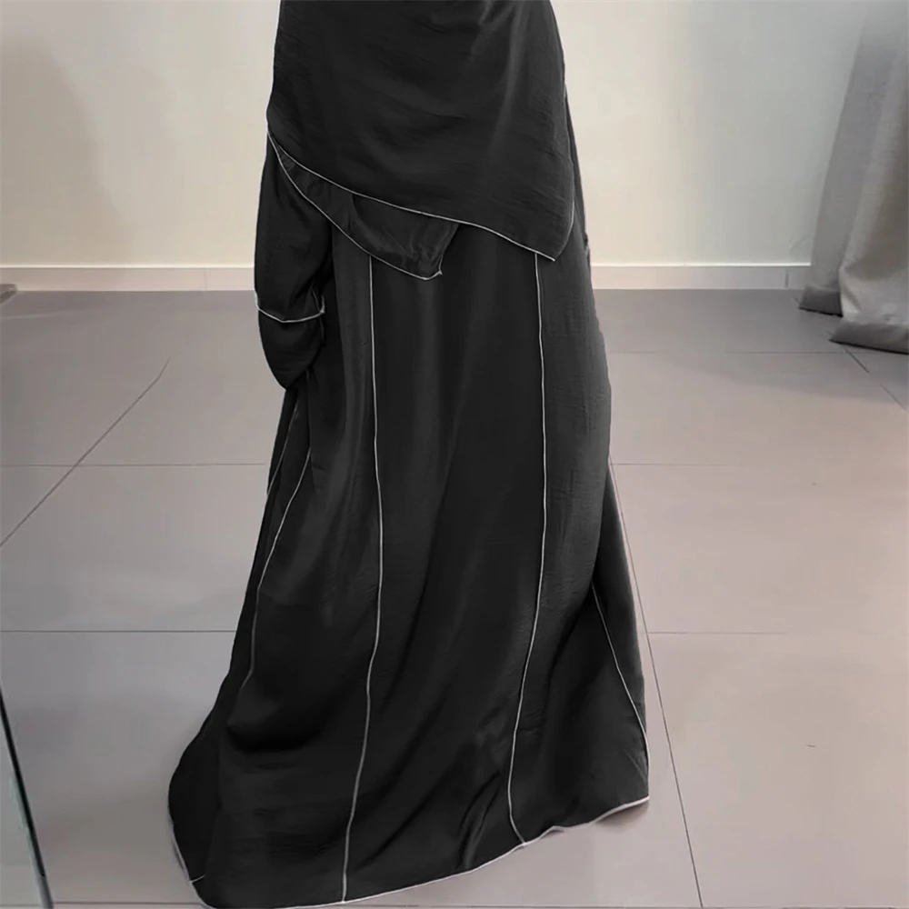 Ramadan Open Abaya Dubai Turkey Kaftan Women Muslim Maxi Dress Kimono Cardigan Eid Islamic Clothing Arabic Robe Modest Jalabiya