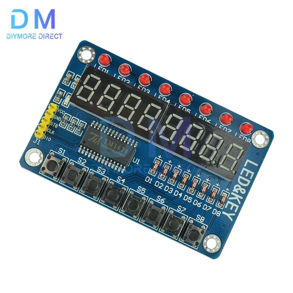 TM1638 8 Bit Digital LED Display Module Clock RED Anode Tube Serial Driver