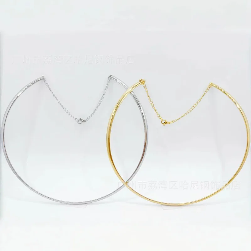 4mm Gold Stainless Steel Choker Necklace Women Fashion Metal Collar Personalized Collarbone Jewelry Daily Wear Neck Ornament