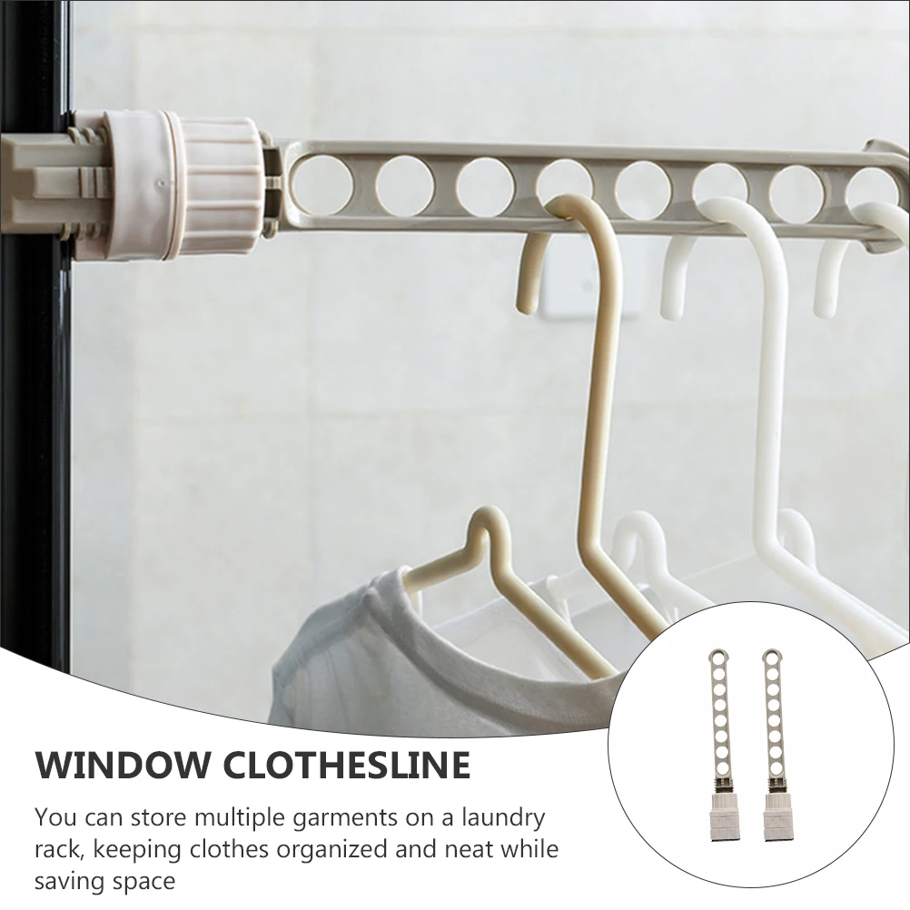 

8 Holes Punch Free Drying Rack Retractable Clothesline Shrinkage Hanger Window Racks ABS Steel Storage Space Saving
