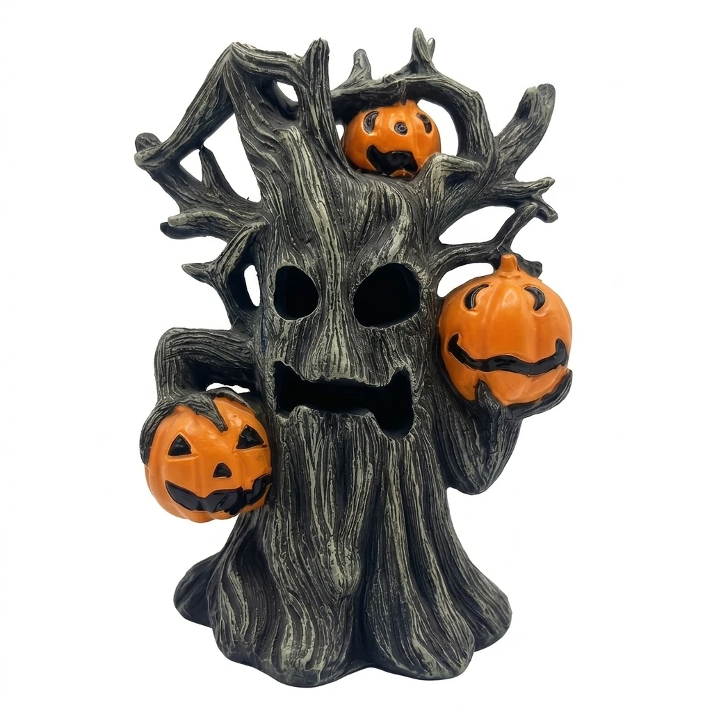 Resin Sculpture Motion Sensor Pumpkin Tree Monster for Garden Yard Halloween Outdoor Decoration Weather Resistant Statue