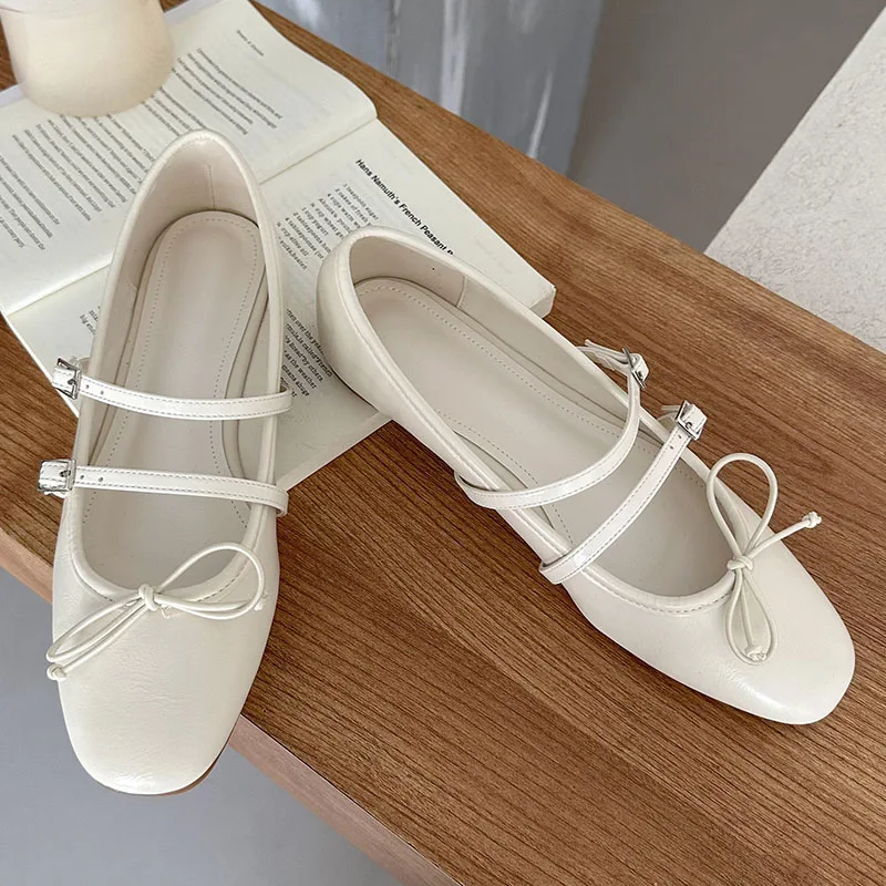 Fashion Shallow Buckle Strap Women Designer Shoes With Flats Spring Summer Square Toe Ladies Lolita Shoes Female Footwear