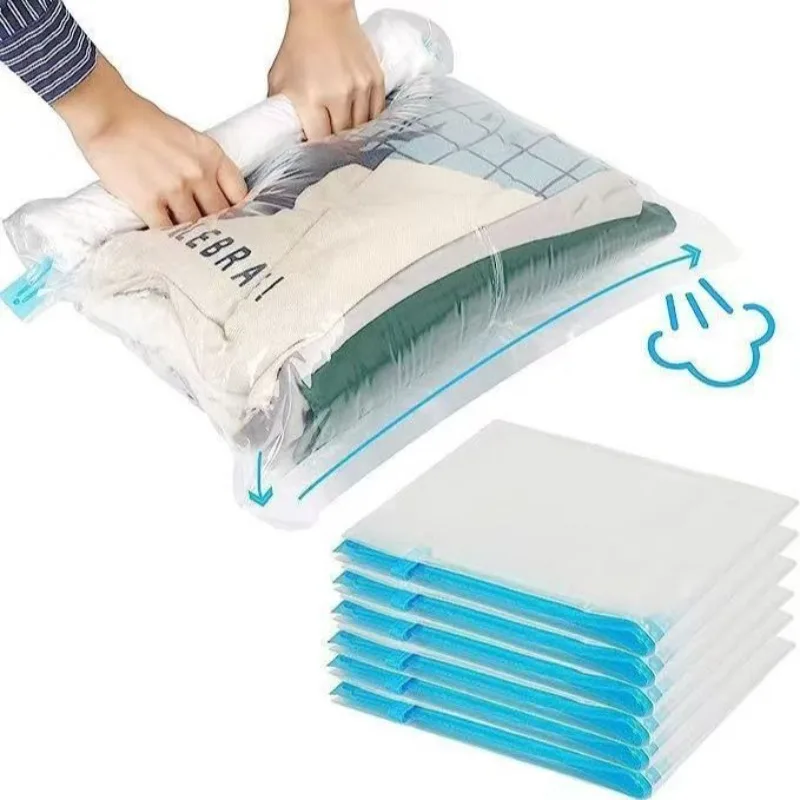 Kompressionsbeutel, kein Vakuum erforderlich, Reise- und Camping-Essentials-Vakuumbeutel für Gepäckverpackungen, aufrollbare, platzsparende Aufbewahrungstasche