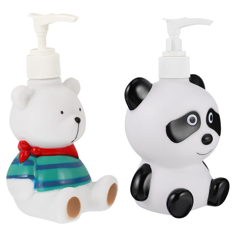 2 Pcs Press Bottle Hand Soap Dispenser Kids Body Wash Shampoo Lotion Pump Bottles Kitchen Liquid Vinyl Material Sub Child