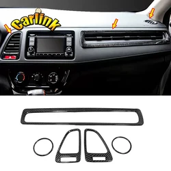 For Honda HR-V HRV Vezel ABS Carbon Fibre 2015-2017 LHD Car Air Conditioner Outlet Vent Sticker Cover Trim Car Accessories  5pcs