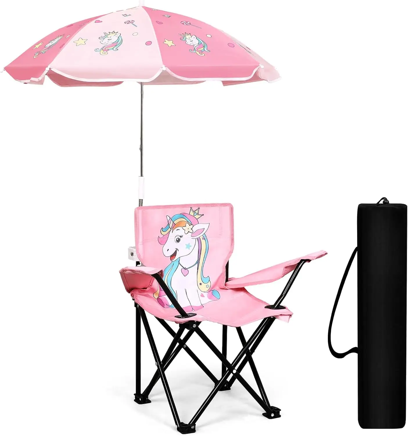 

Foldable Kids Camping Chair with Umbrella, Waterproof Outdoor Beach Chair for Toddlers (Unicorn)