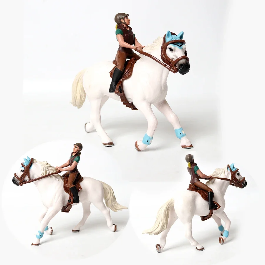 Zestaw koni jeździec jeździec zabawki konie zwierzęta gospodarskie figurka figurki zwierząt modele plastikowe zabawki dla dzieci prezenty dla dzieci