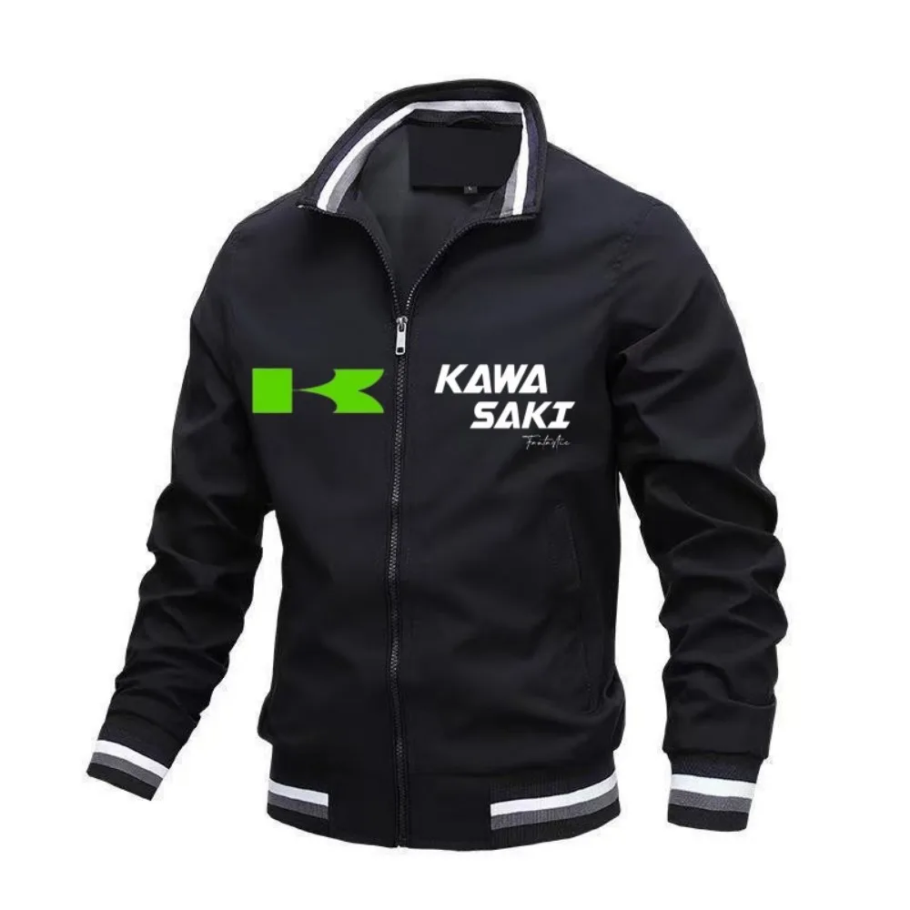 

New Men's Jacket, Pilot Zipper Jacket, Motorcycle Racing Jacket, Windbreaker Sportswear, Kawasaki Sports Jacket