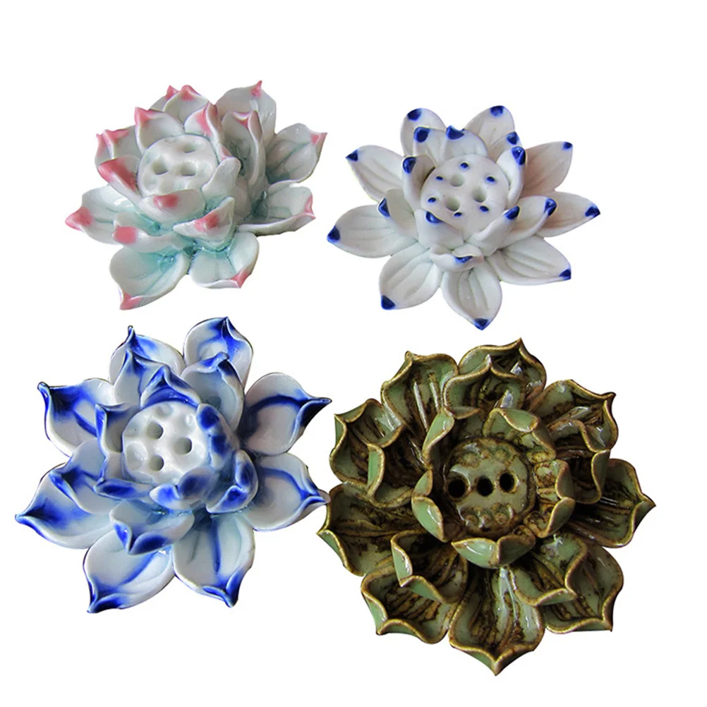 

Handmade Ceramic Lotus Desktop Decoration Blue Artistic Table Ornament Accessories Gift Desktop Decoration