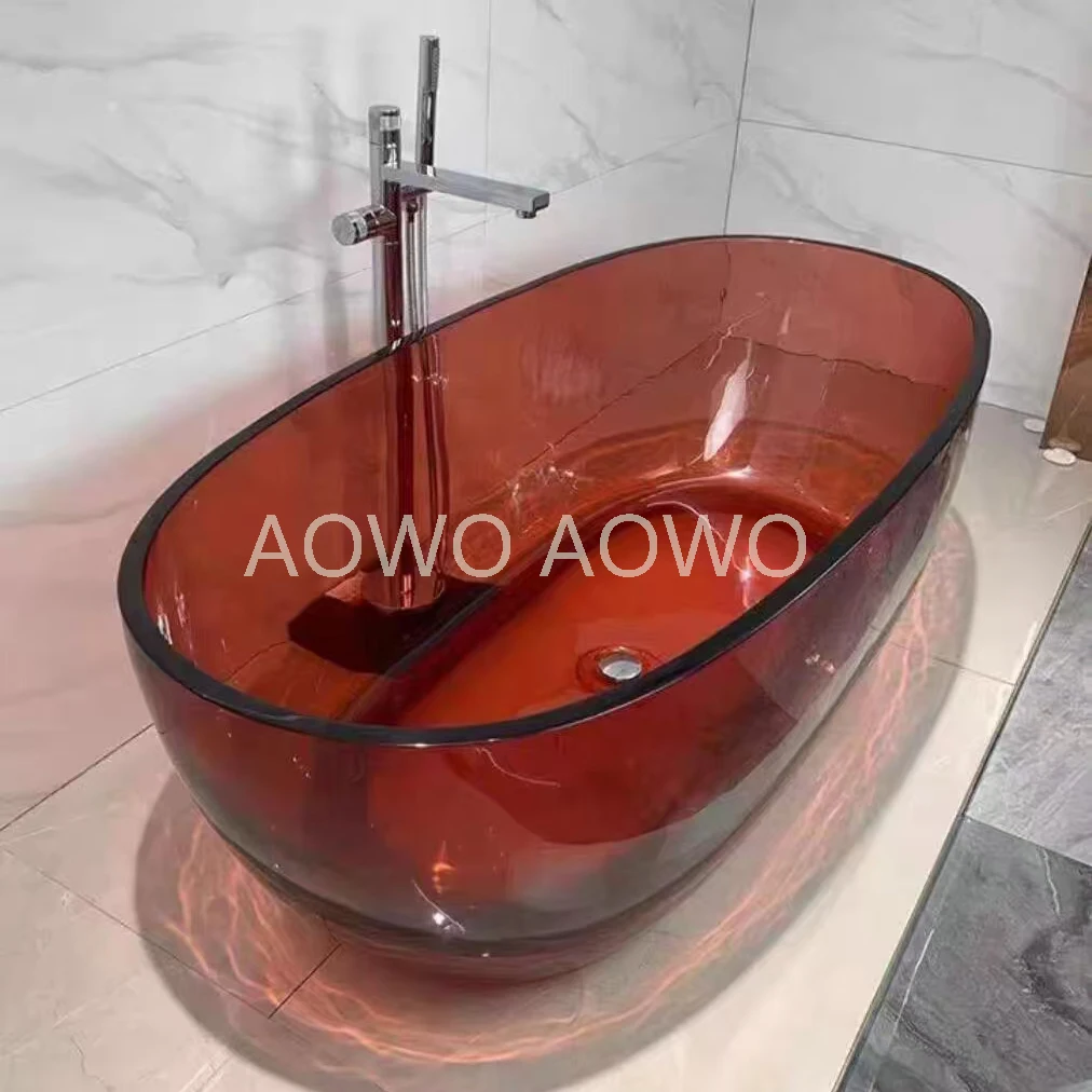 

Various Colors Transparent Colored Freestanding Bathtub New Design Art Bathtub For Bathroom Cheap Price Solid Stone Bathtub