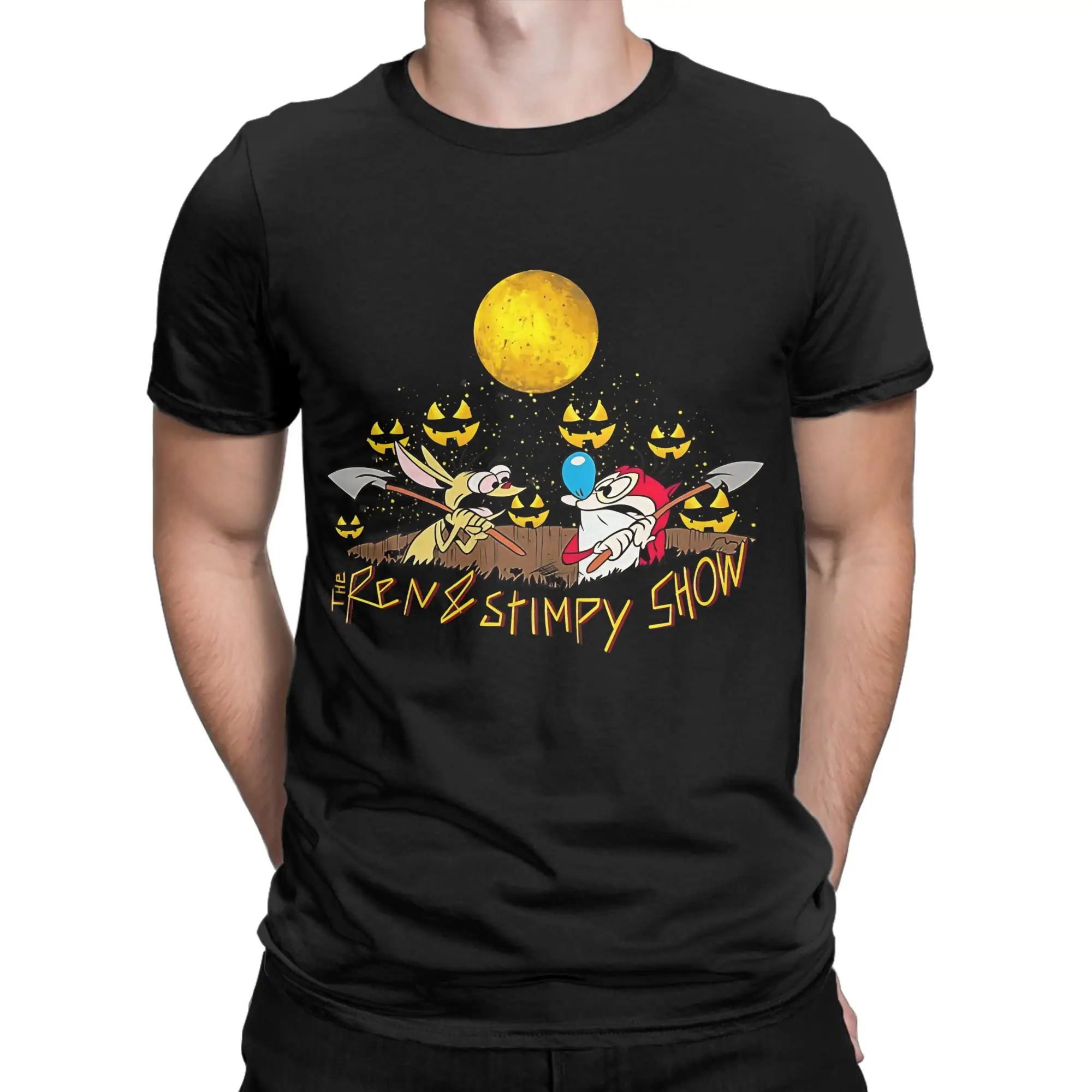 Ren And Stimpy Santa Sleigh Novelty 100% Cotton T-Shirt The rRen Stimpy Show Tops Tees For Men