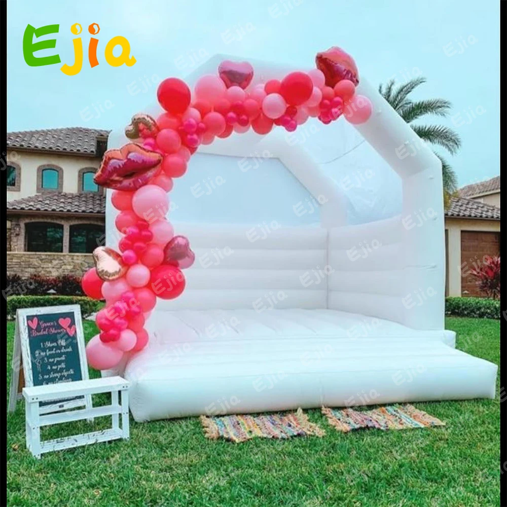 Commerical Durable PVC White Inflatable Wedding Bouncer Castle House /Jumping Moon Bounce House  For Adult Kids Outdoor Party