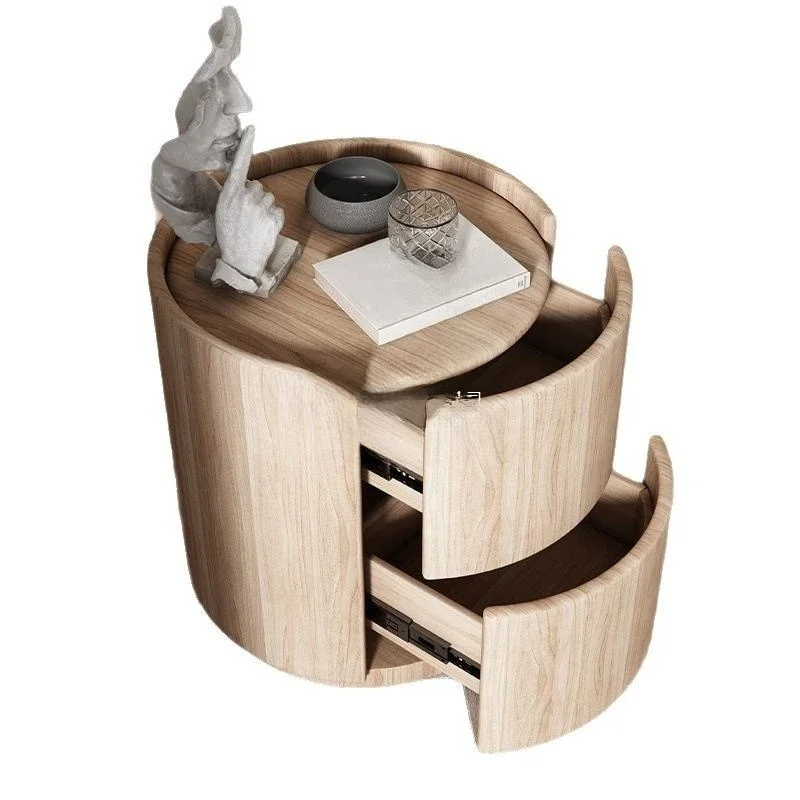 

Simple modern small Internet celebrity round, solid wood premium minimalist style bedroom bedside table