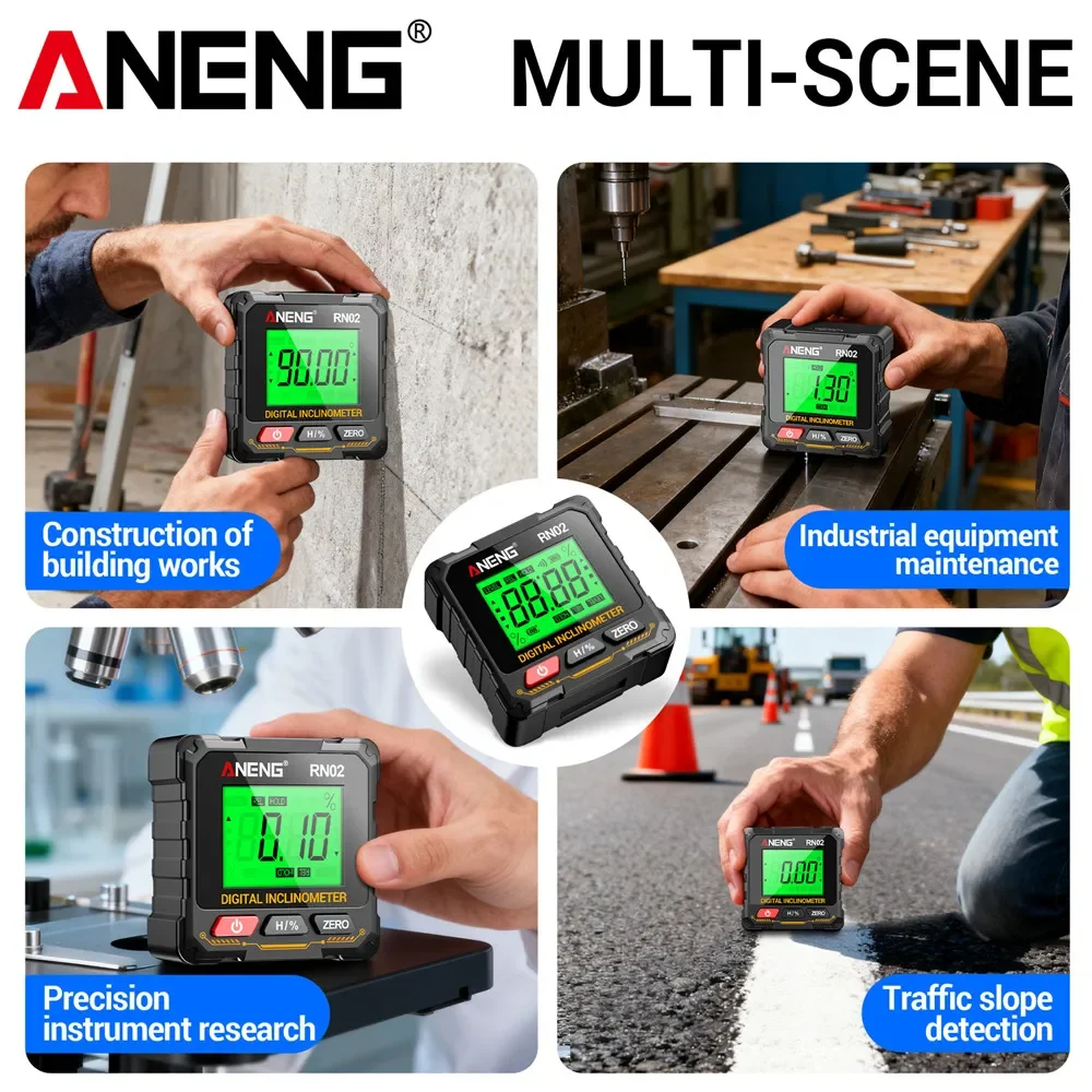 المغناطيسي القابلة لإعادة الشحن الرقمية زاوية مكتشف ANENG RN02/RN03 الليزر الميل USB المنقلة مستوى زاوية حاكم قياس زاوية #6