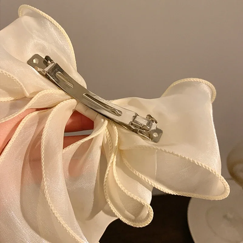 Neue Damen-Haarspange im französischen Stil, süß, rosa-lila, aus Chiffon, mit Schleife und Band, für Freundin, Pferdeschwanz-Clip, Haaraccessoire, Geschenk – Detail 18