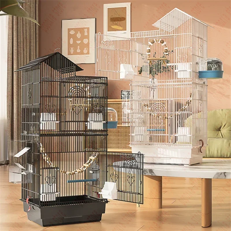 Home Metal Luxury Viewing Villa Bird House Budgie Parrot Cage   Special Black Phoenix Peony  Breeding s Large