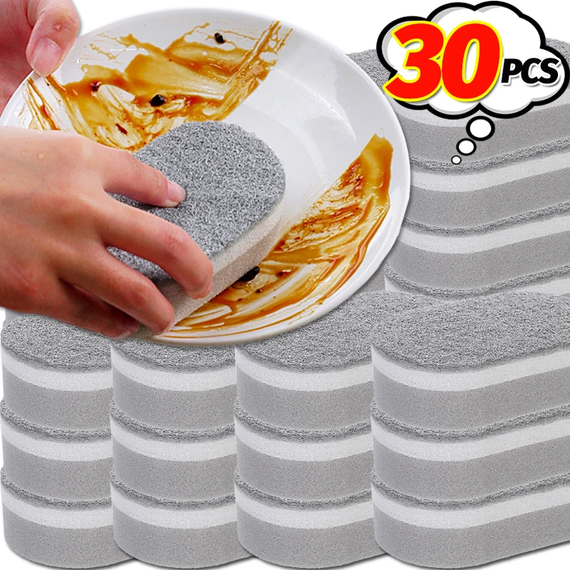 

1/30PCS Strong Cleaning Sponges Three Layer Thickened Dishwashing Cloth Kitchen Double-sided Dish Pot Wipe Magic Scouring Pads