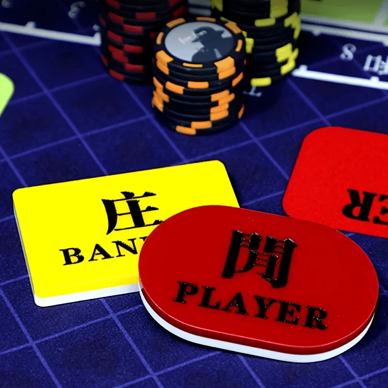 Poker Chips Baccarat Banker Player Marker Dual-Sided Design Acrylic Baccarat Accessories for Texas Hold'em Banker Win Player Win