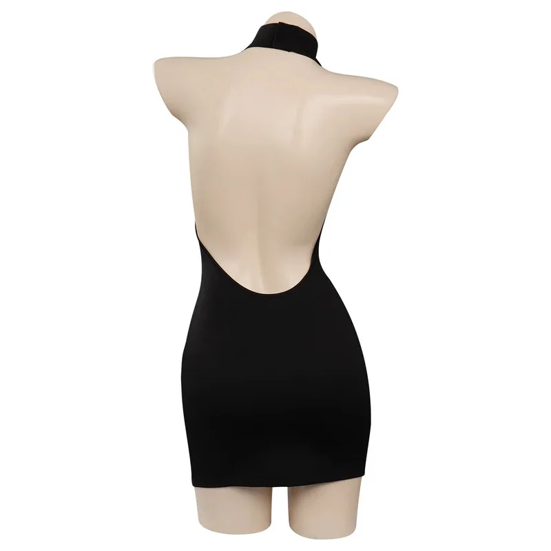Vermeil Cosplay Abito sexy Costume da donna Anime Vermeil in oro Gioco di ruolo Fantasia Nero Halter Neck Backless Bodycon Mini abiti