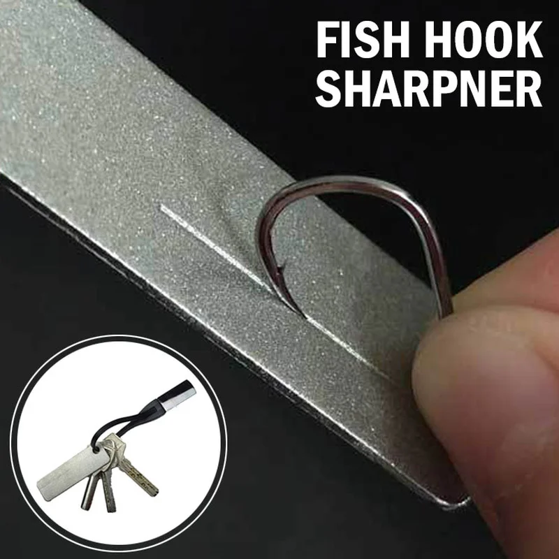 Fishhook Sharpener Portable Diamond Stone Fishing Hook Sharpen Knife Whetstone Keychain for Outdoor Fishing Tools Accessories