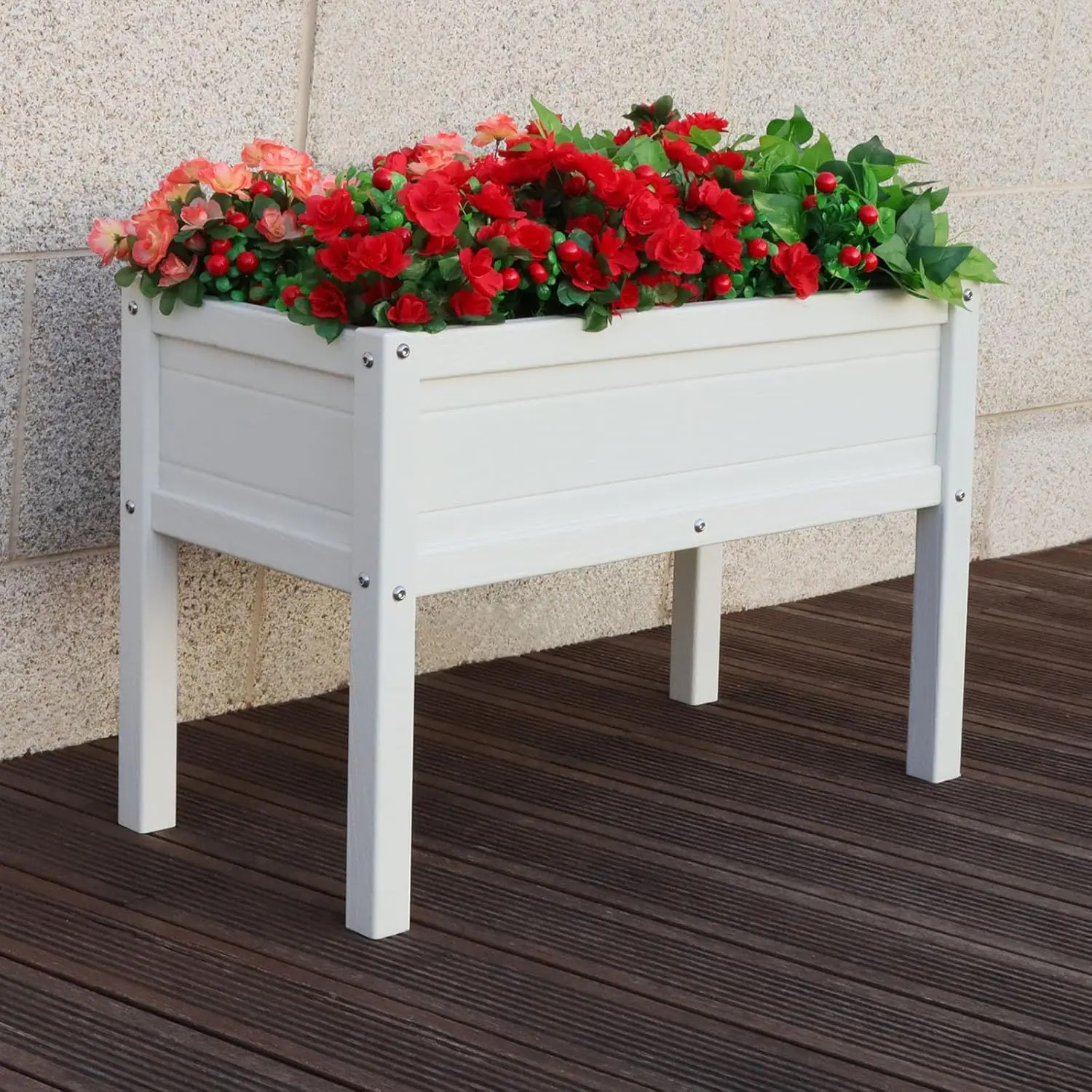 

Small HDPE Raised Garden Bed, Elevated Planter Box with Legs, Outdoor All-Weather Planter Raised Beds for Seeds, Herb, Flower, V