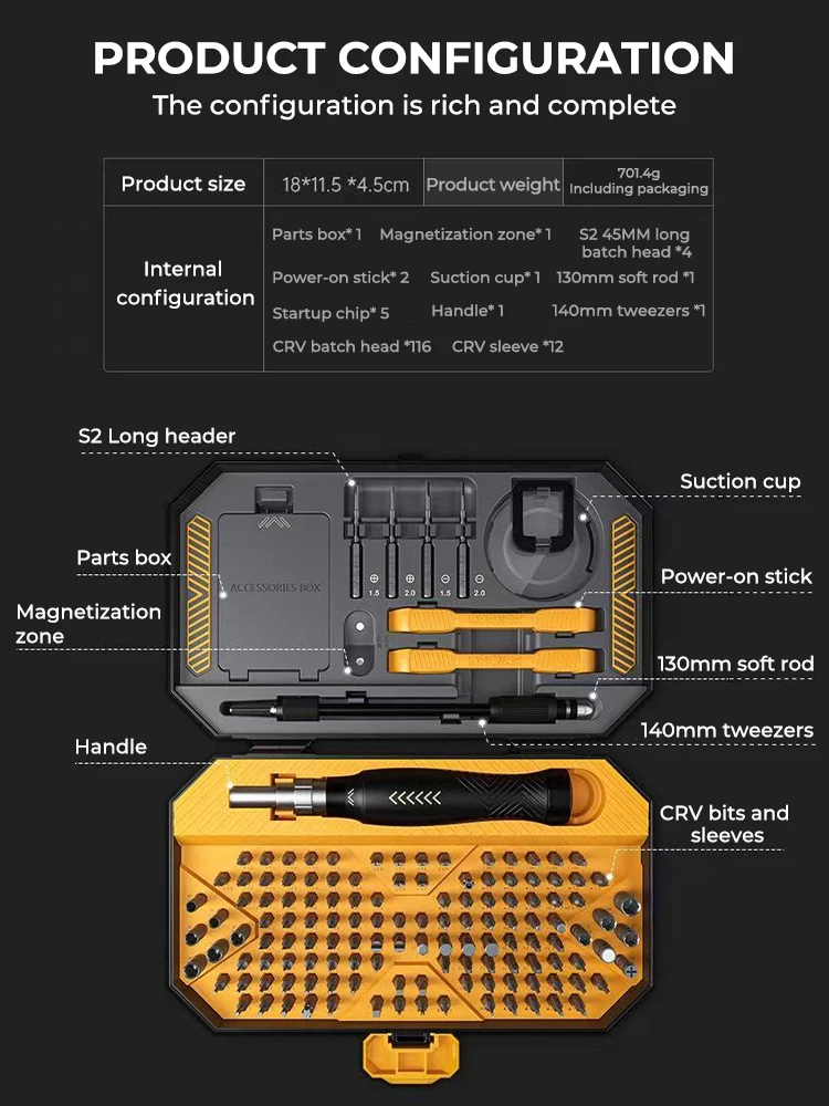 Juego de destornilladores de precisión 145 en 1, Kit de herramientas de reparación Manual profesional con cabezales de tornillo Torx T5 magnéticos para iPhone, PC, reloj DIY
