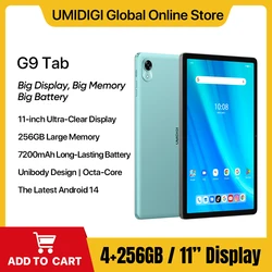 UMIDIGI-G9 탭 스마트 태블릿, 11 인치 안드로이드 14, 8GB RAM (4 + 4GB), 256GB ROM, 7200mAh UNISOC T606 AI 얼굴 잠금 해제, 13MP 2024