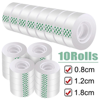 1-10 Rolls Transparent Tape Refills Clear Tape Refills for Dispenser Invisible Tapes for Office Home School Supplies 18/12/8mm