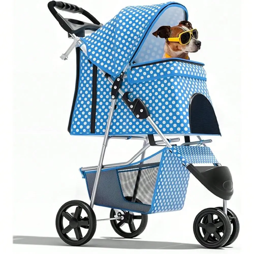 

Pet Stroller, Foldable Travel Jogger For Small Medium Dogs Cats Up To 33lbs, Lightweight Carrier With Breathable Mesh Cover, Cu