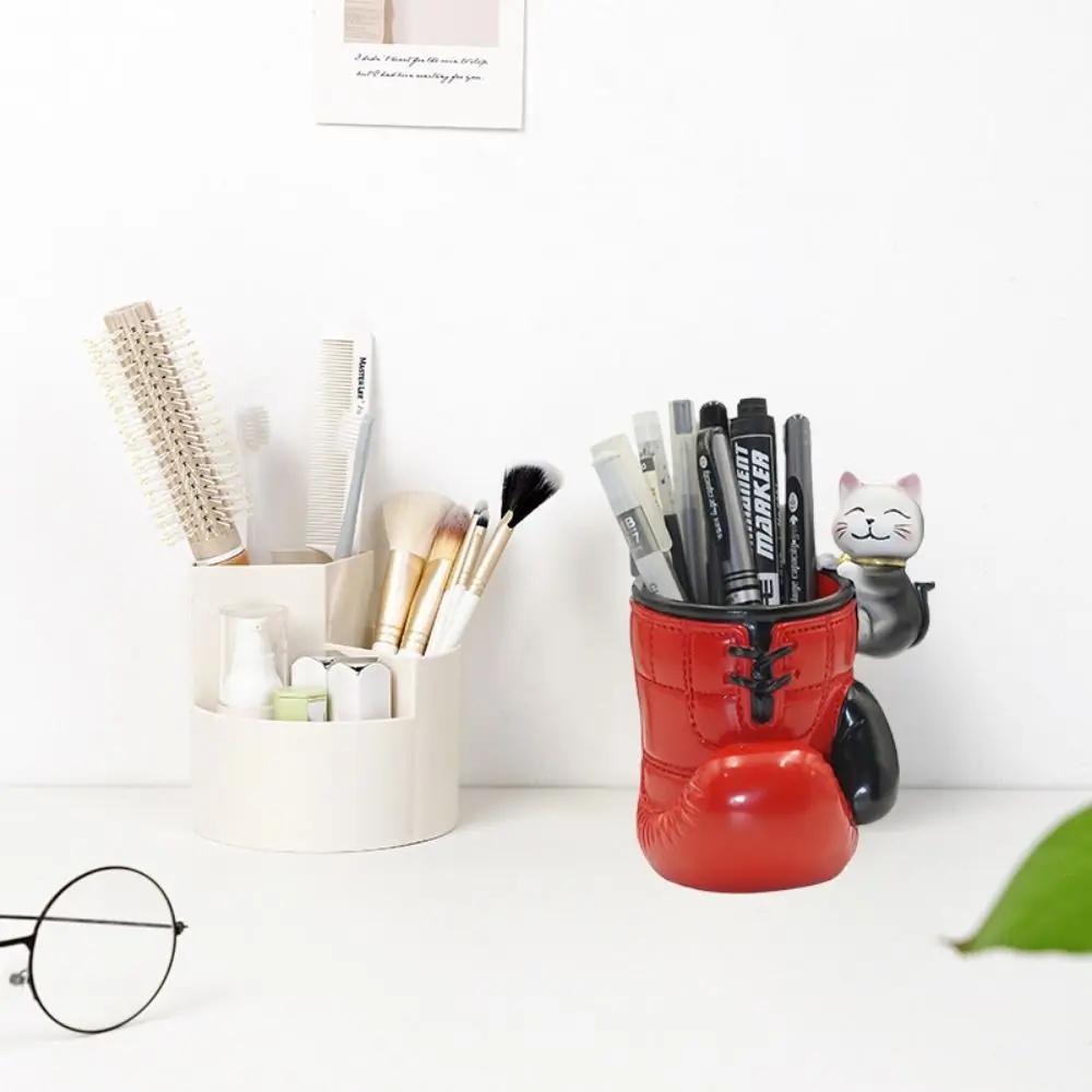 

Resin Boxing Gloves Pencil Holder Stable Base with Cartoon Animal Pen Holder Blue/Red Stationery Storage Organizer Student