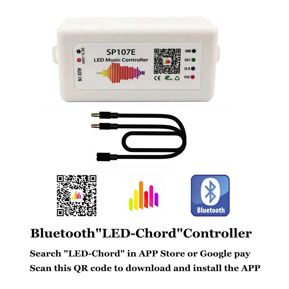 SP107E Music Controller WS2812b WS2811 RGB Led Strip Bluetooth USB Remote With Mic APP Control WS2815 SK6812 Light DC5V24V