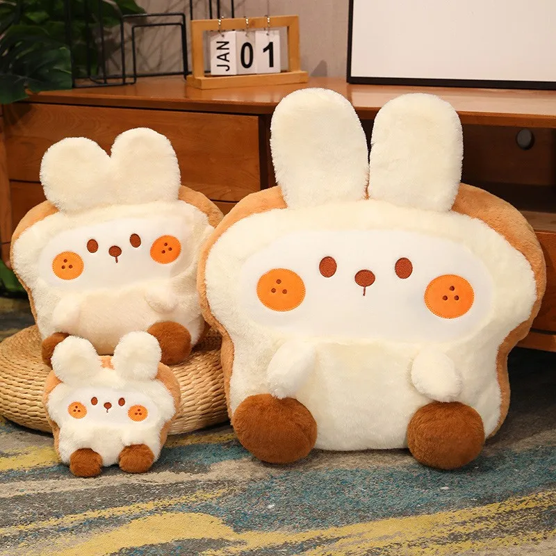 Simulation Plush Food Toast Bread Pillow Sofa Cushion Decor Cute Cartoon Animal Rabbit Bear Soft Doll Kids Toys Birthday Gift