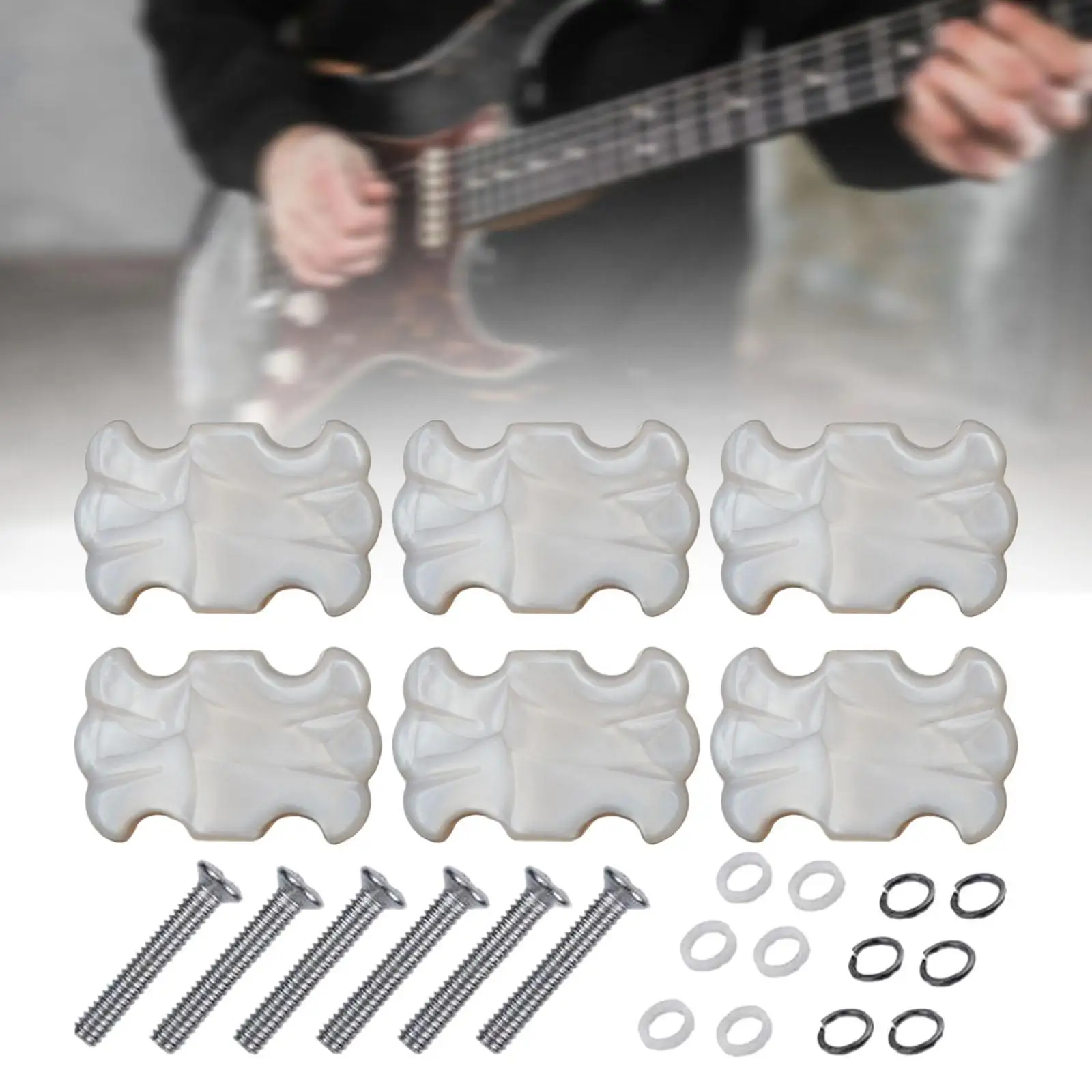 6Pcs Guitar Tuning Peg Caps with Ferrule and Screw Tuner Buttons Knobs for Classical Guitar Accs