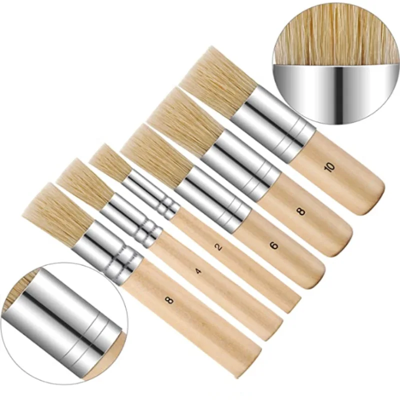 3/6pcs Watercolor Painting Genuine Stencil Brush Wooden Handle Acrylic Oil Painting Brushes Student Professional Art Supplies