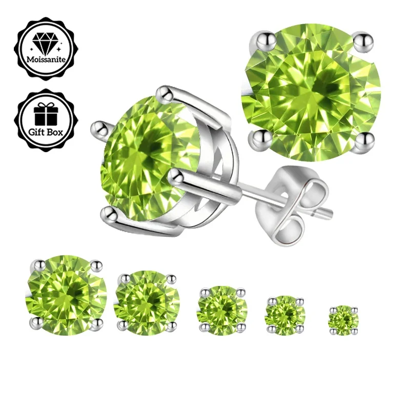 

Ювелирные изделия LAMVOICE для женщин/серьги-гвоздики с зеленым муассанитом 0,2-4 карата, гипоаллергенные серьги, рождественский подарок для женщин